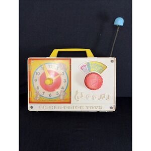 VTG Fisher Price 1964 Music Box Clock Radio Wind Up Hickory Dickory Dock Works